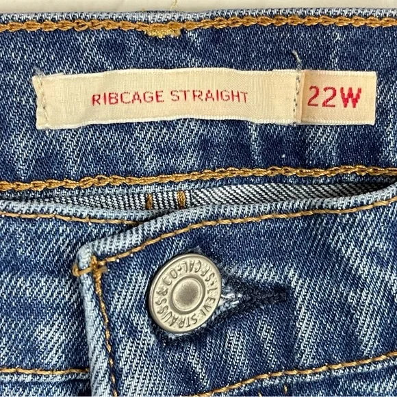 Levi’s Ribcage Straight Ankle Jeans 22W Long Button Fly - Picture 4 of 11